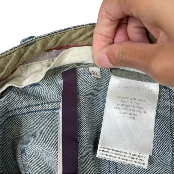 Stella McCartney Denim Jeans Bootcut Women Size 28 Blue  Flip Pockets Patched - Picture 8 of 15